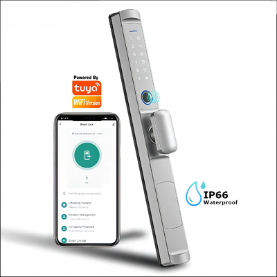 Slim Biometrischer Fingerabdruck Smart Wireless Türschloss mit niedlichem Griff Tuya WIFI oder TTLock App IP66 Wasserdichtes Schloss